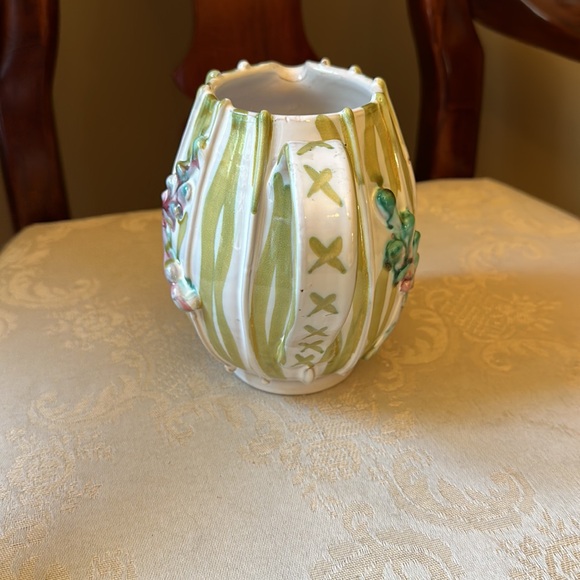 Vintage Italian Majolica pottery pitcher with handle, hand signed and numbered - Picture 4 of 14